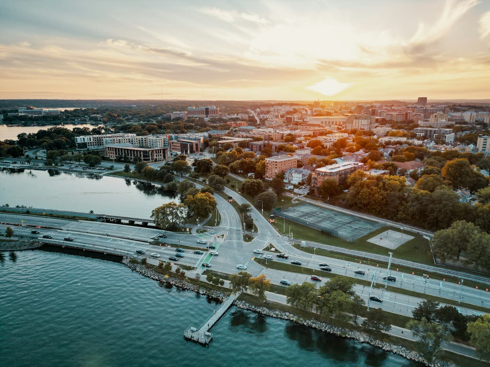 Madison, Wisconsin cityscape and street view